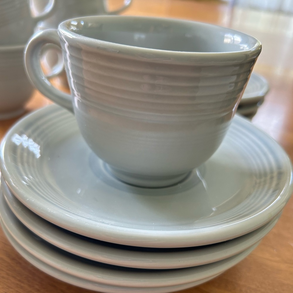 Fiestaware Fiesta cups and Saucers set of 8 gray never used